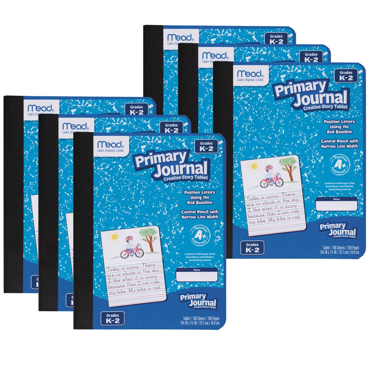 Mead® Half Page Ruled Primary Journal, 6 Pack of 100
